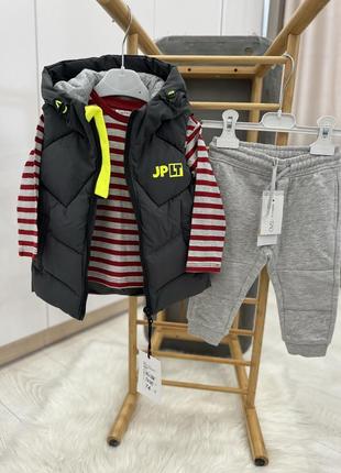 Демі комплект на хлопчика спортивні штани, реглан та жилетка
