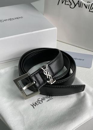 Ремінь premium 1:1 ysl cassandre belt with square buckle black/silver5 фото