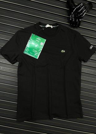 Мужская черная футболка мужская футболка с коротким рукавом lacoste