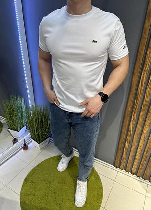 Мужская футболка с коротким рукавом белая футболка lacoste
