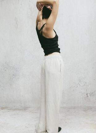 Брюки штани h&m з домішкою льону xs світло-бежеві3 фото