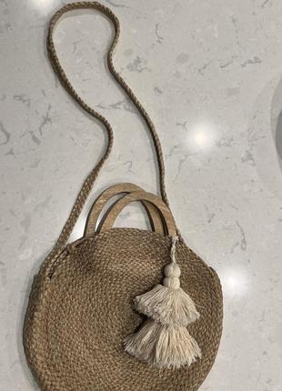 Шикарная соломенная сумка zara летняя актуальная натуральная