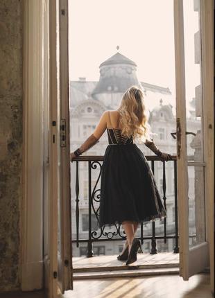 Платье корсетное вечернее, выпускное платье черного цвета5 фото