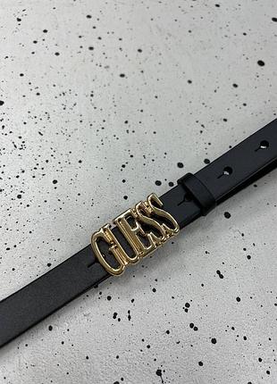 Ремінь чорний 2см шкіра турція + коробка, ремінь турція пояс шкіряний чорний в стилі guess гесс