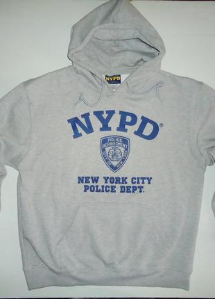 Кофта  балахон nypd police department new york usa серая оригинал (l)