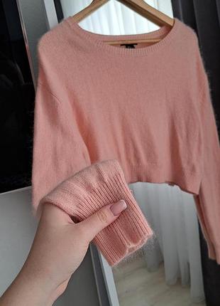Персиково-рожевий кроп укорочений светр h&m