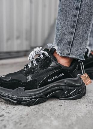 Жіночі кросівки у стилі балансіага чорні / balenciaga triple s «black»