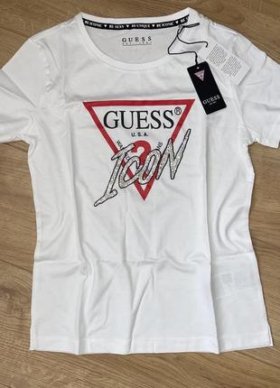 Біла брендова футболка guess оригінал нова колекція