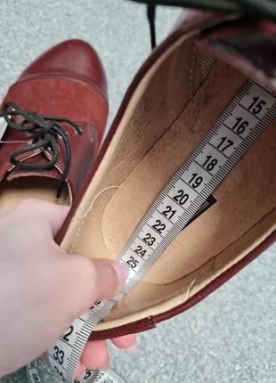 Бордові замшеві туфлі броги жіночі6 фото