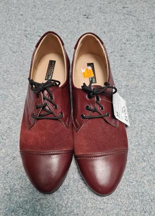 Бордові замшеві туфлі броги жіночі2 фото