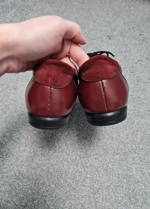 Бордові замшеві туфлі броги жіночі4 фото