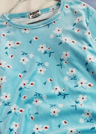 М'якенька блакитна піжама в квіточки3 фото