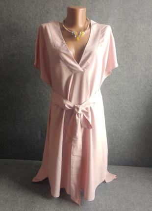 Нюдовое платье свободного кроя из вискозы 46-48 размера2 фото