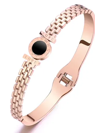 Женский браслет из нержавеющей стали цвета rose gold bulgari