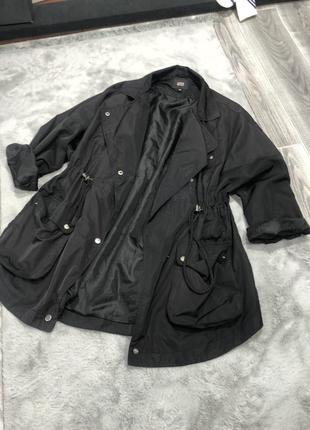 Чорний тренч плащ куртка овер3 фото