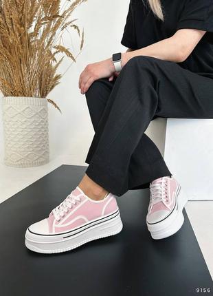 Жіночі текстильні, білі з рожевим, стильні та якісні кросівки. від 39 до 41 рр. 9156 мм9 фото