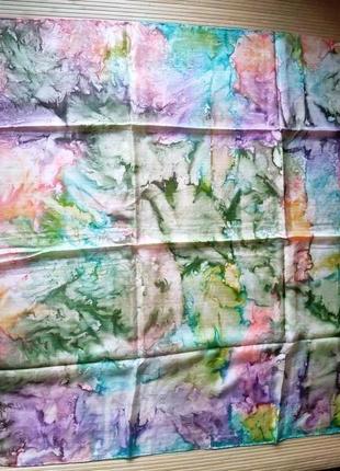Платок натуральный шелк ручная роспись батик3 фото