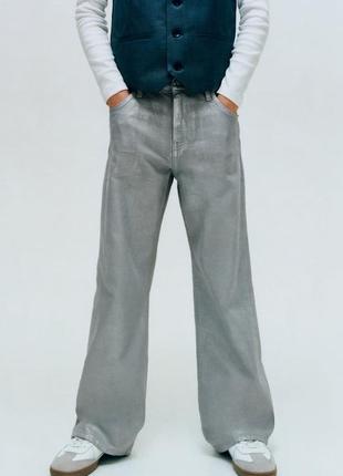 Серебряные джинсы zara для девочки