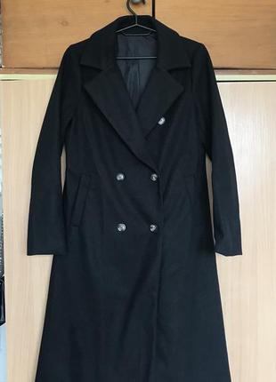 Черное женское классическое длинное пальто