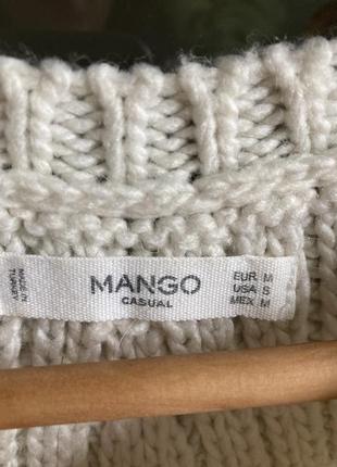 Mango s/m теплий молочний світлий білий вʼязаний подовжений светр шерсть6 фото