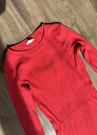Червона сукня h&m в рубчик довгий рукав s бавовна7 фото
