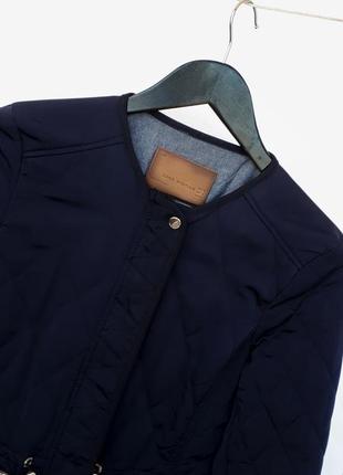 Синя стьобана куртка zara на синтепоні осіння курточка zara демисезон6 фото