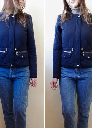Синяя стеганая куртка zara на синтепоне осенняя курточка zara демисезон8 фото