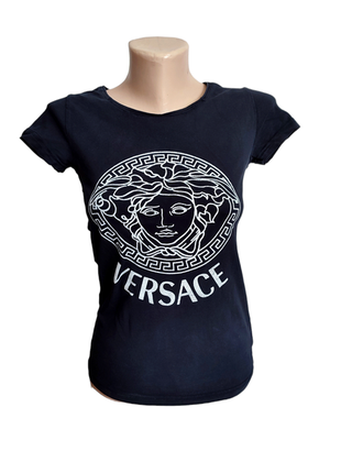 Versace футболка версачі жіноча брендова футболочка чорна