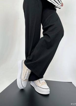 Женские текстильные, белые с бежевым, стильные и качественные кроссовки. от 39 до 40 гг. 9127 мм.6 фото