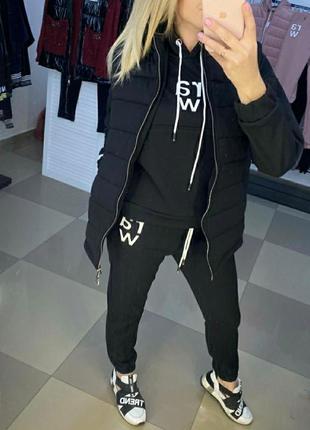 Костюм,люкс якість,трійка з жилеткою на флісі,розмір м.