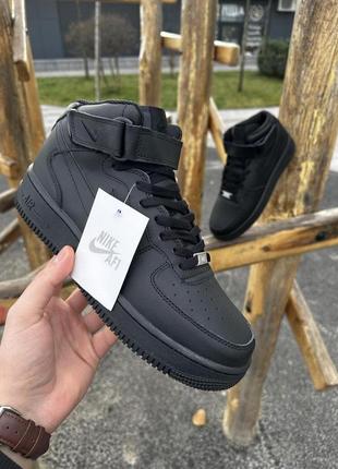 Зимові кросівки nike air force ліцензія (black)