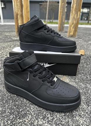 Зимові кросівки nike air force ліцензія (black)5 фото