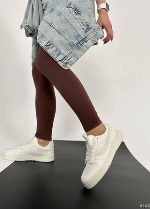 Женские кожаные, бежевые, стильные и качественные кроссовки. от 36 до 39 гг. 9100 мм.10 фото