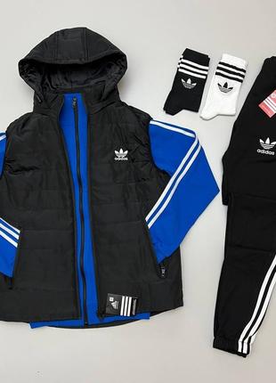 Весенний спортивный adidas: жилет+ костюм (олимпийка+ брюки) + 2 пары