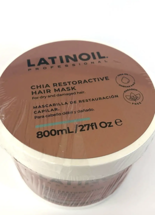 Відновлююча маска для волосся latinoil chia restoractive hair mask 800 ml1 фото