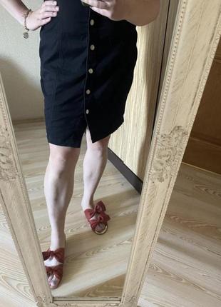Чёрный модный тонкий джинсовый сарафан платье по фигуре 50-52 р4 фото
