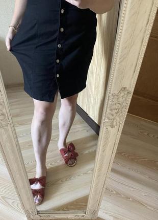 Чёрный модный тонкий джинсовый сарафан платье по фигуре 50-52 р5 фото