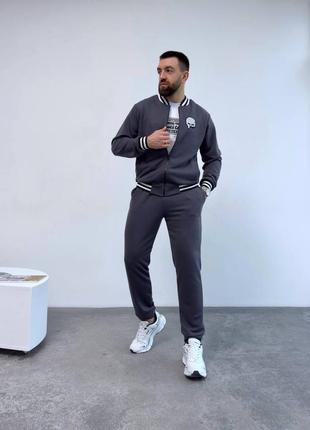 Костюм мужской кофта на молнии брюки на манжете графит2 фото