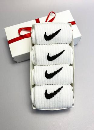 Набор мужских высоких носков в стиле nike 41-45 на 4 пары в подарочной коробке с лентой5 фото