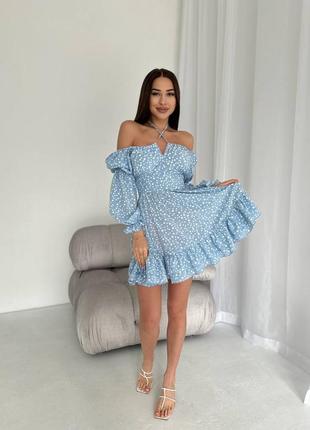 Нежное мини платье в горох