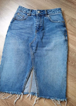 Спідниця джинсова з розрізом від h&m