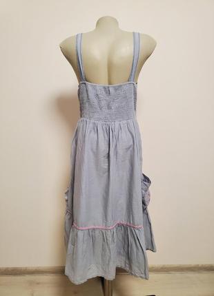 Шикарний брендовий легкий котоновий сарафан плаття на бретельках з вишивкою5 фото