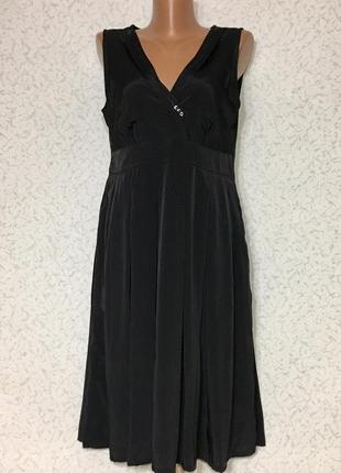 Нарядное чёрное шёлковое платье1 фото