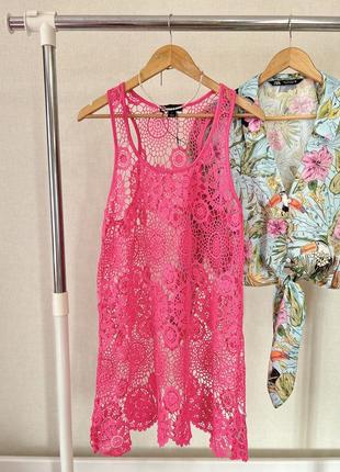 Нова рожева мереживна сукня на купальник 🩷🩷🩷