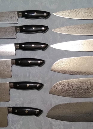 Кухонні ножі з дамаської текстировкой (сталь 440с, 58-60 hrc тве