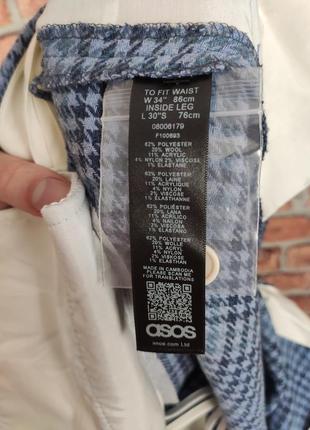 Шерстяні твідові класичні завужені штани asos типу harris tweed8 фото