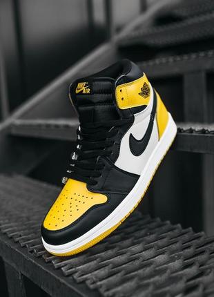 Nike air jordan 1 yellow black, високі кросівки найк джордан, хайтопы3 фото