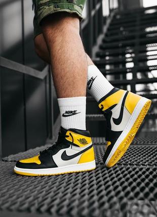 Nike air jordan 1 yellow black, високі кросівки найк джордан, хайтопы8 фото