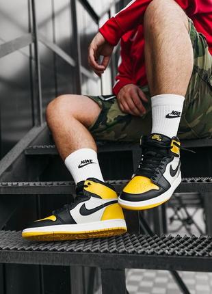 Nike air jordan 1 yellow black, високі кросівки найк джордан, хайтопы9 фото