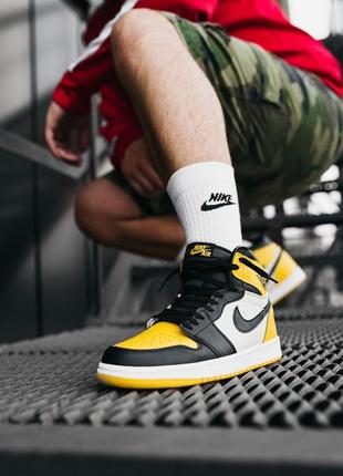 Nike air jordan 1 yellow black, високі кросівки найк джордан, хайтопы10 фото